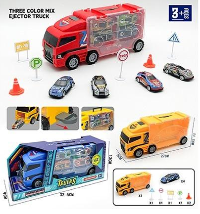 Inertial Double-Sided Ejector Truck With 4Pcs Cars