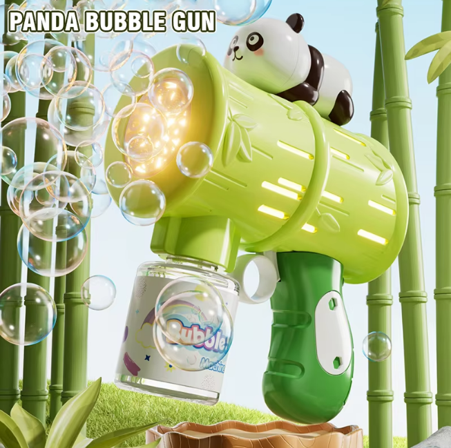 Battery Operated Panda Bubble Gun With Lights