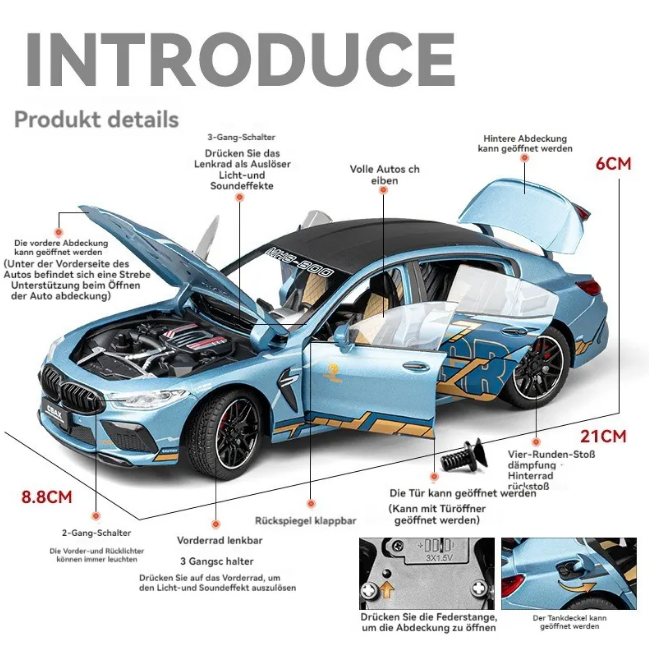 1:24 Diecast BMW M8 Manhrat Model Car