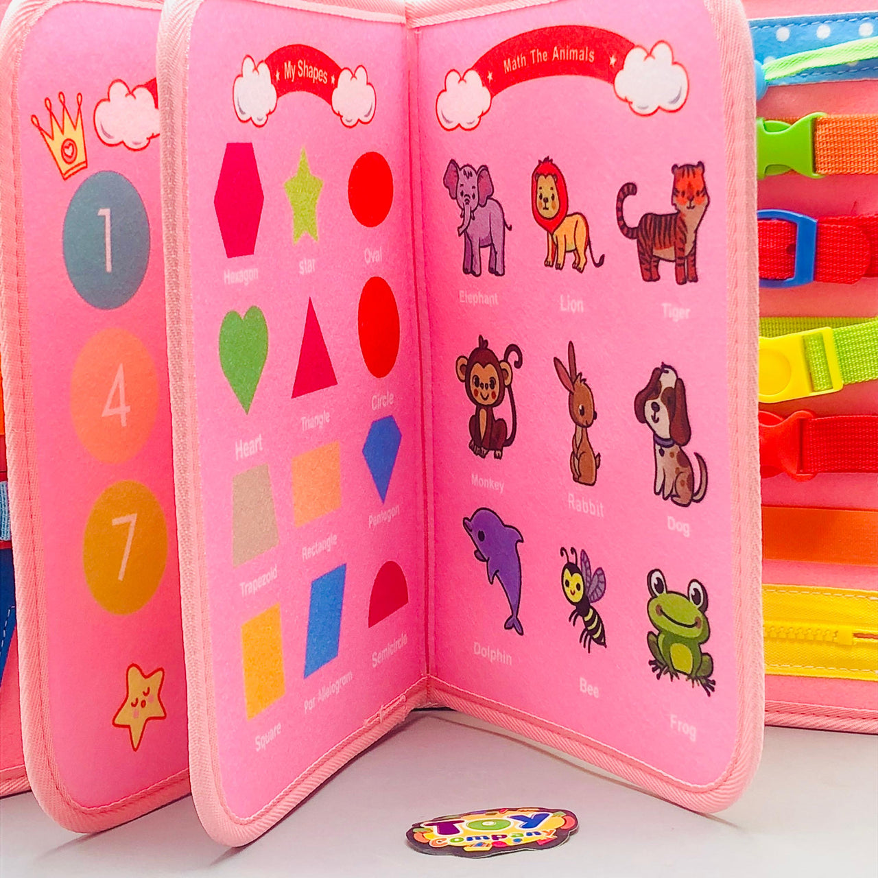 Montessori 8 Pages Multi-functional Activity Busy Book - Pink