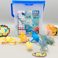 25Pcs Kids Wild Sea Animal World Toy With Storage Box