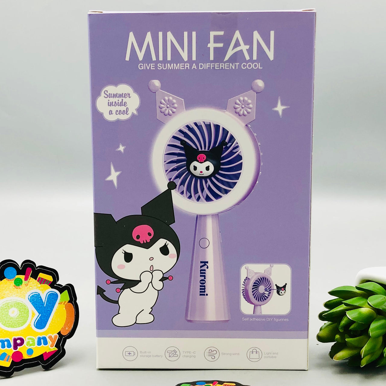 Rechargeable Mini Kuromi Themed Three Speed Fan