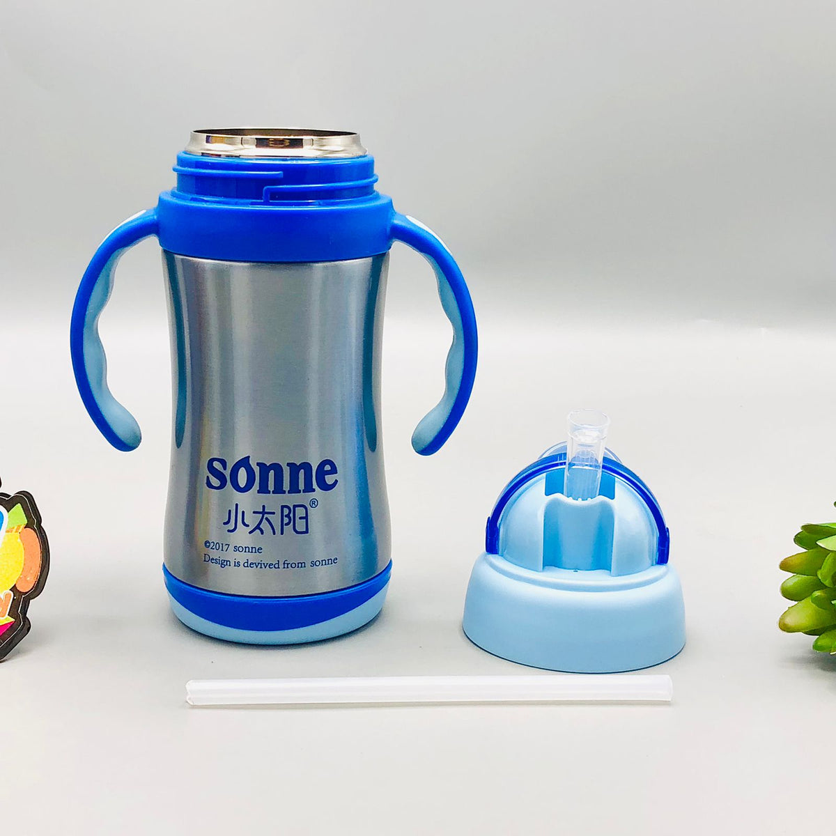340ml Sonne Stainless Steel Fashion Feeding Bottle - Blue