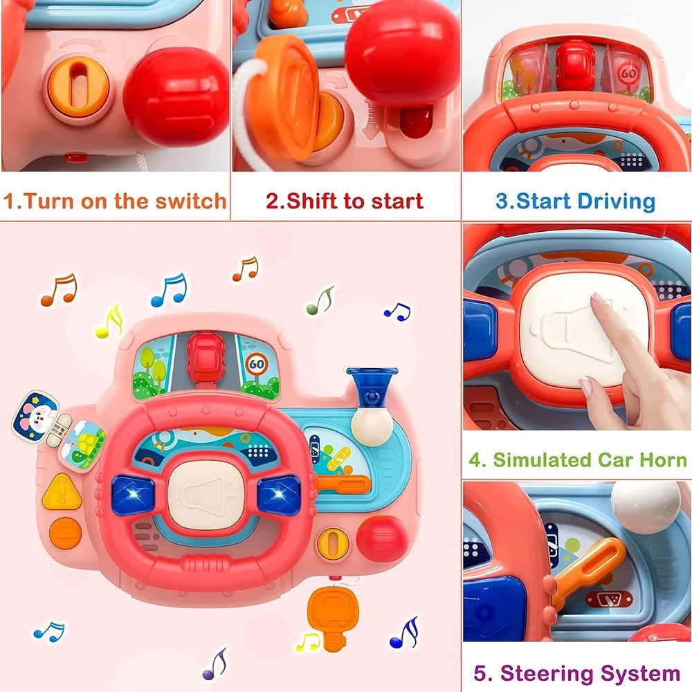 Huanger Multi-functional Kids Musical Steering Wheel