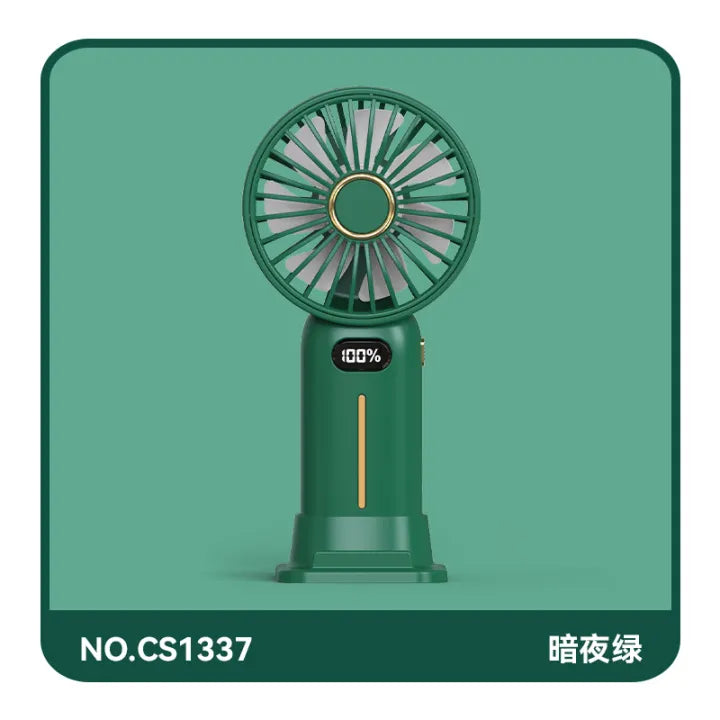 Rechargeable Digital Display Fan With Mobile Phone Bracket
