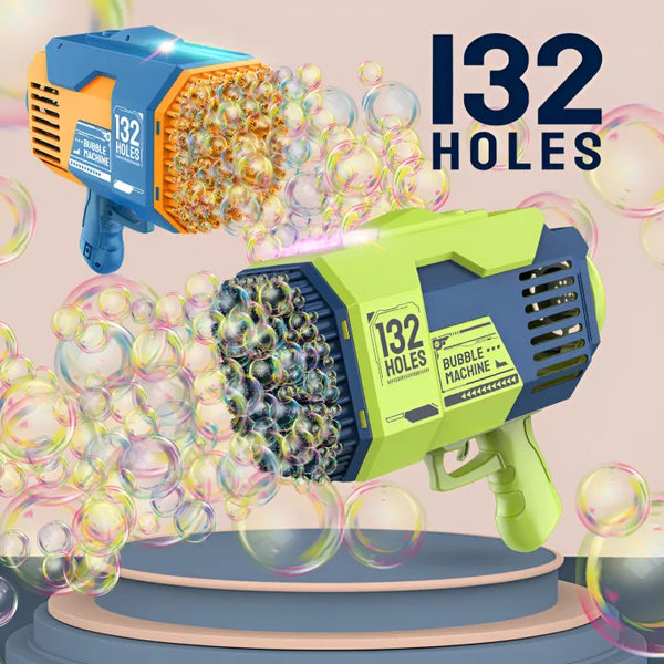 132 Holes Rechargeable Rocket Colorful Bubble Gun