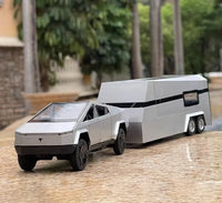 1:24 Diecast Tesla Pickup Truck With Trailer & Bike