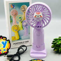 Rechargeable Cute Cartoon Themed Handheld & Desktop Fan