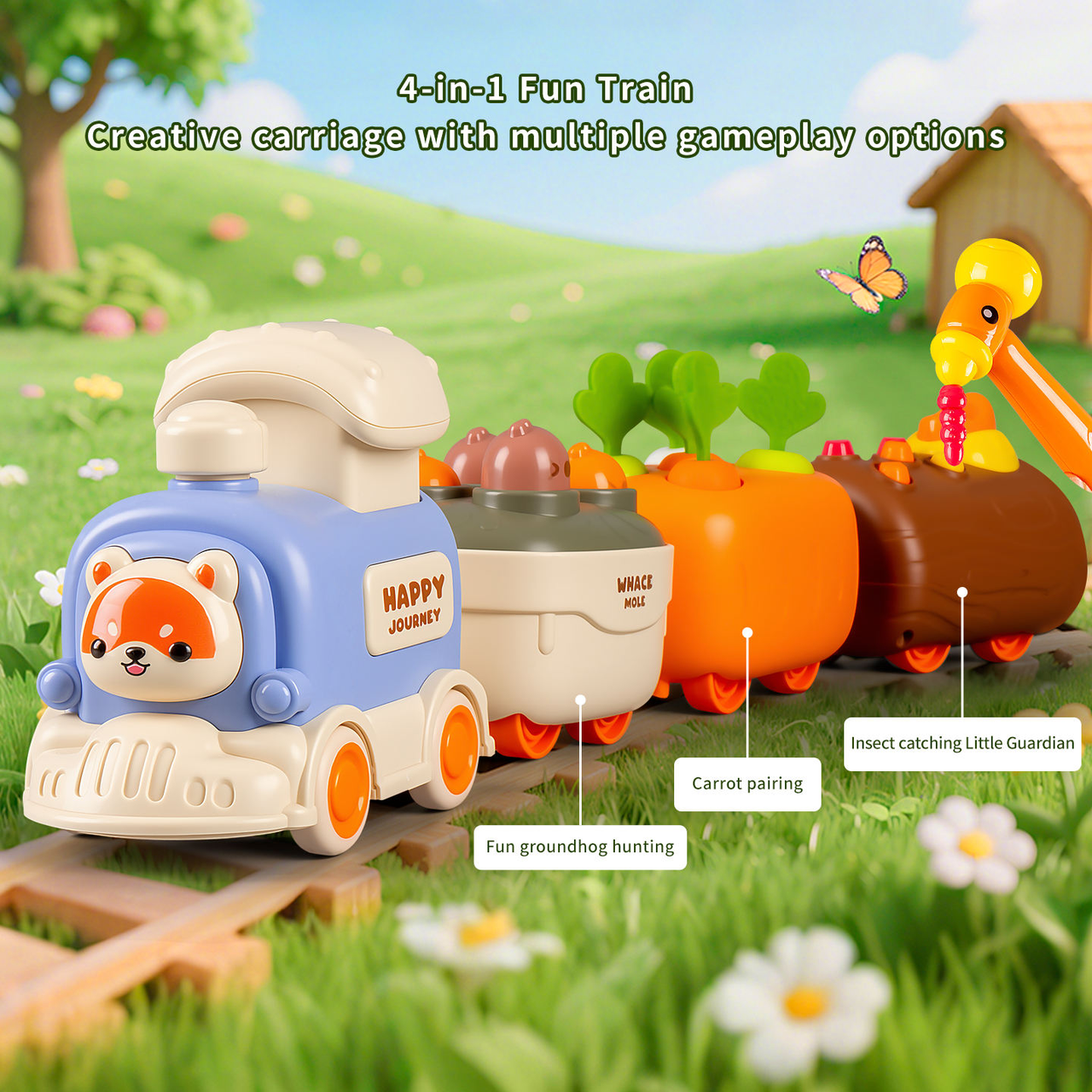 4in1 Kids Press & Go Activity Train