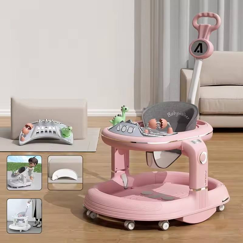 4in1 Multi-functional Baby Dino Musical Walker - Pink