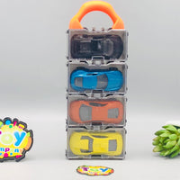 4Pcs Mini Diecast Pullback Cars With Display Racks