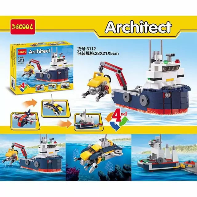 4in1 DIY Architect Ocean Explorer Bricks Set - 213+Pcs