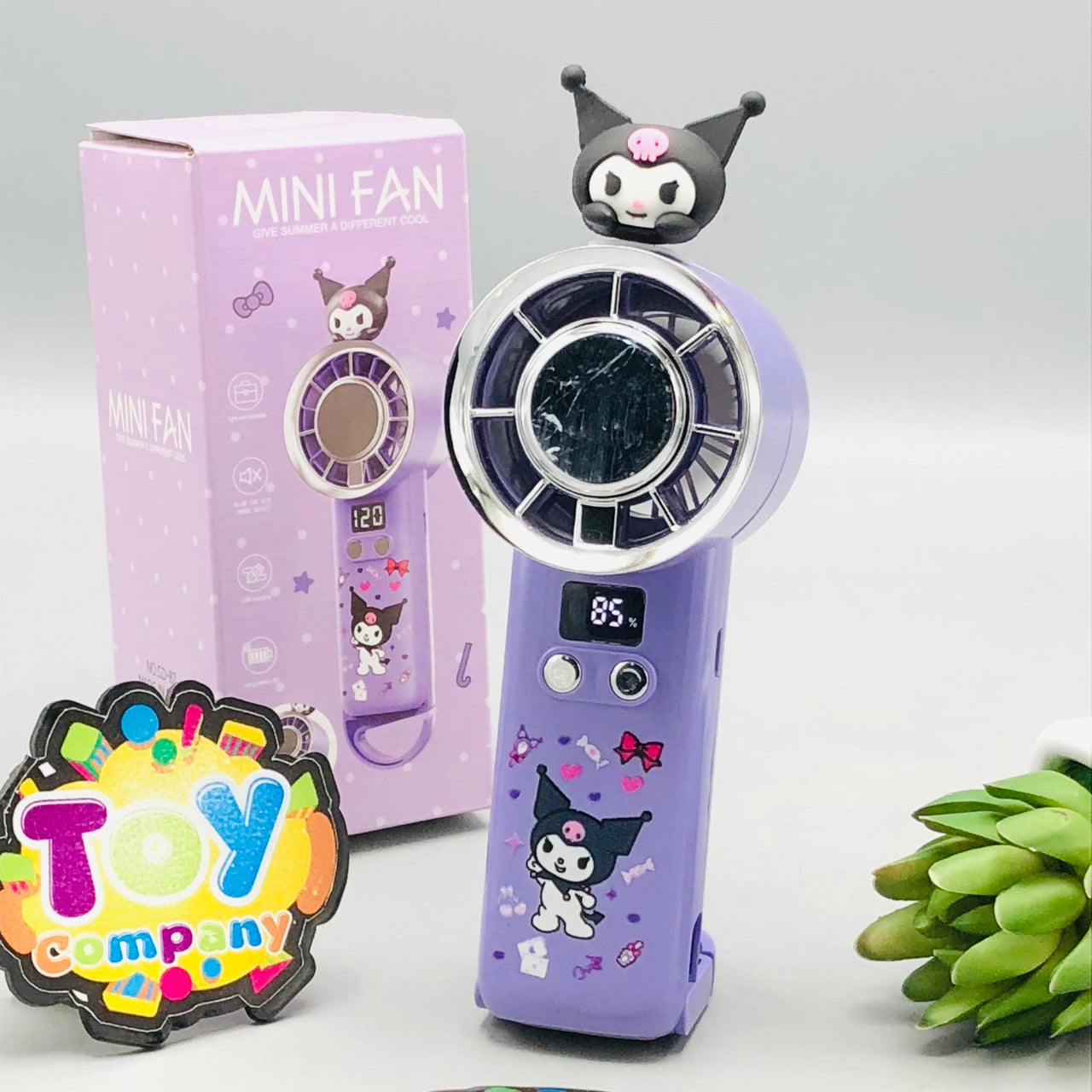 5.5" Rechargeable Kuromi Digital Display Handheld Fan