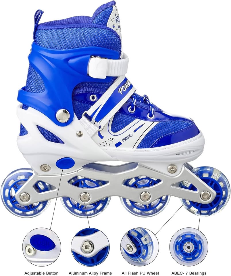 8* Inches Kids Four Wheel Roller Skating Shoes - Blue