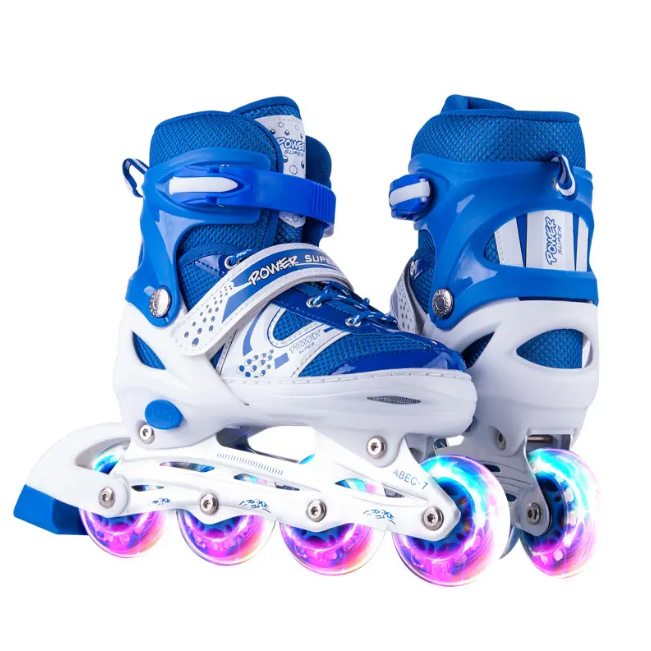8* Inches Kids Four Wheel Roller Skating Shoes - Blue