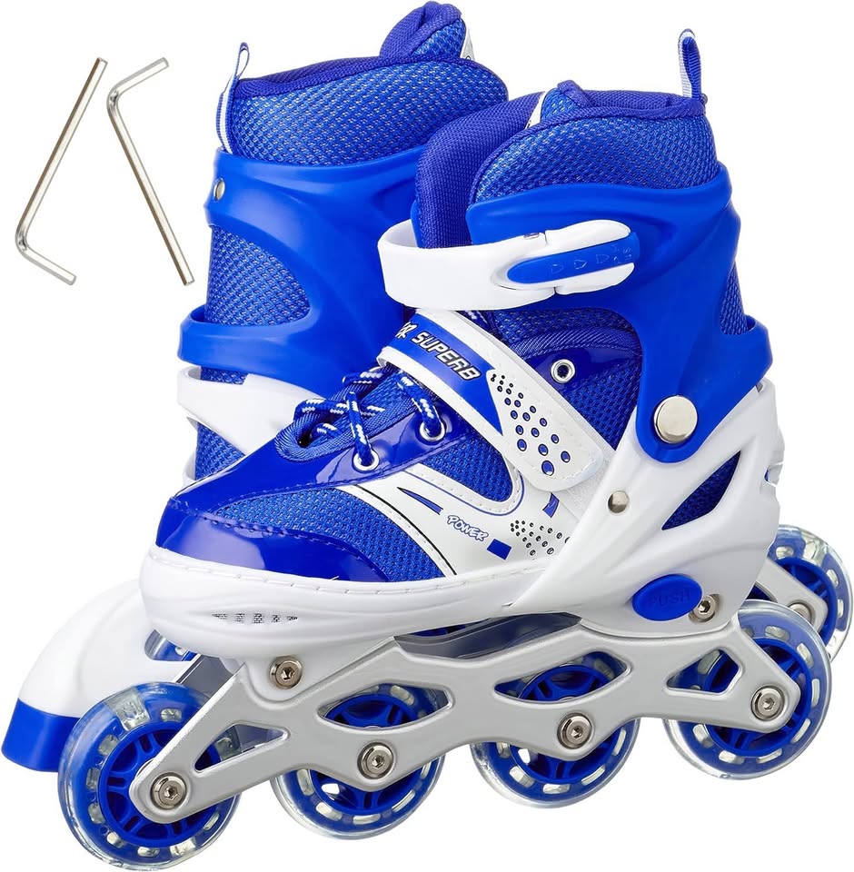 8* Inches Kids Four Wheel Roller Skating Shoes - Blue