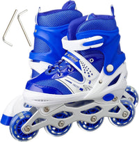 8* Inches Kids Four Wheel Roller Skating Shoes - Blue