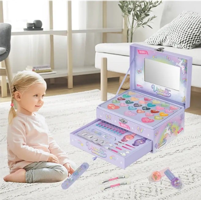 37Pcs Realistic Magical Unicorn Makeup Suitcase