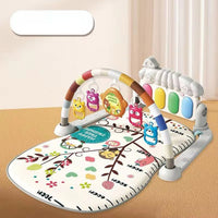 Baby Piano Panel Play Gym With Hanging Rattles - Gray