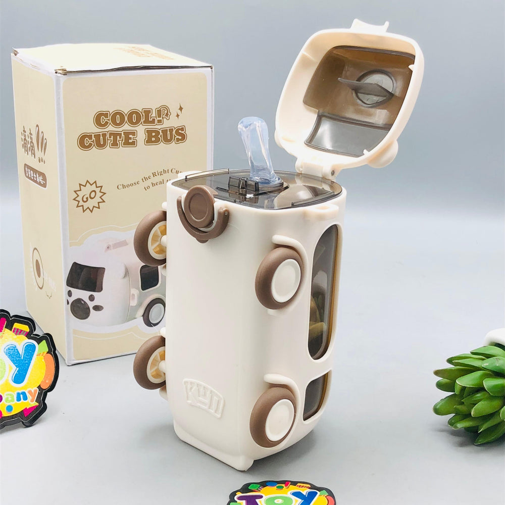 500ml Cute Bear Bus Design Kids Water Bottle - Beige