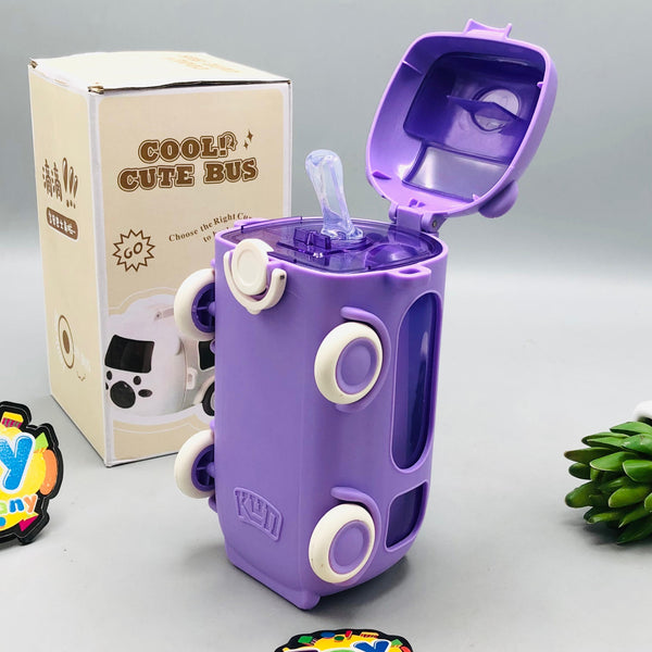 500ml Cute Bear Bus Design Kids Water Bottle - Purple