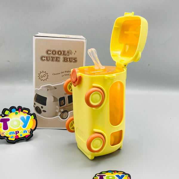500ml Cute Bear Bus Design Kids Water Bottle - yellow