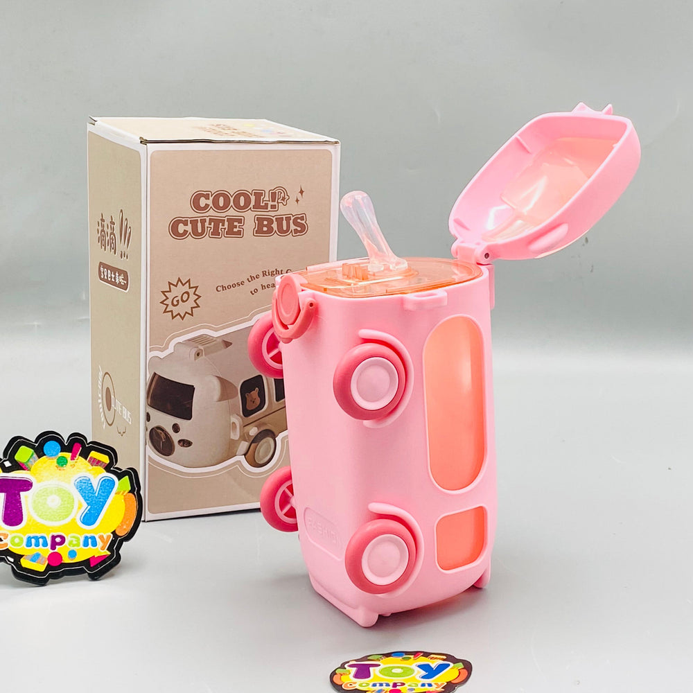 500ml Cute Bear Bus Design Kids Water Bottle - Pink