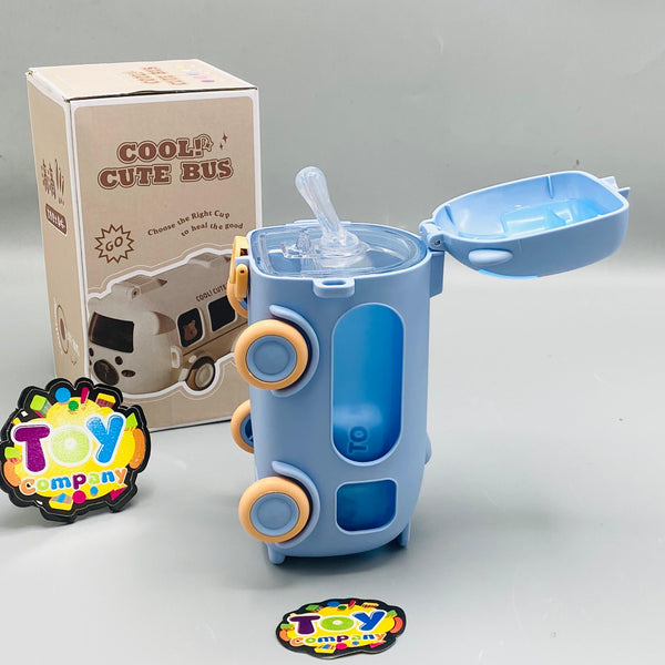 500ml Cute Bear Bus Design Kids Water Bottle - Blue