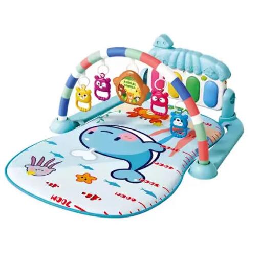 Baby Piano Panel Play Gym With Hanging Rattles - Blue