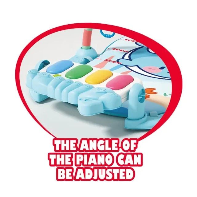 Baby Piano Panel Play Gym With Hanging Rattles - Blue