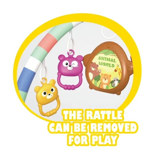 Baby Piano Panel Play Gym With Hanging Rattles - Blue