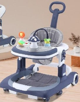 Multi-functional 3in1 Baby Mushroom Musical Walker - Blue
