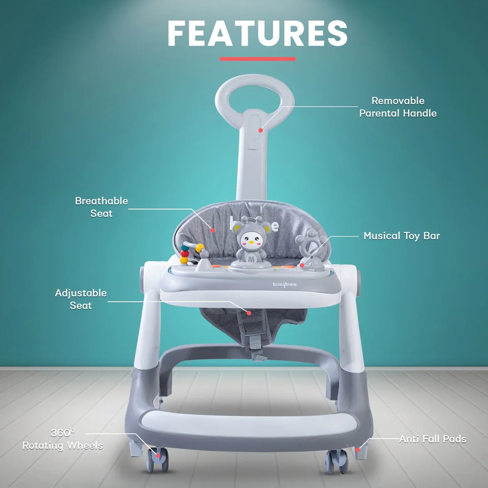 Multi-functional 3in1 Baby Monkey Musical Walker - Gray