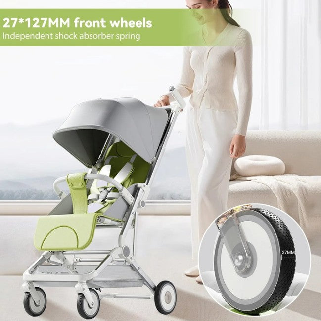 Premium Foldable M9 Baby Stroller – Compact Pocket Cart in Gray