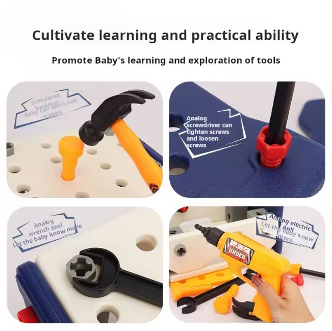 40Pcs Pretend Play Kids Tool Set With Electric Drill