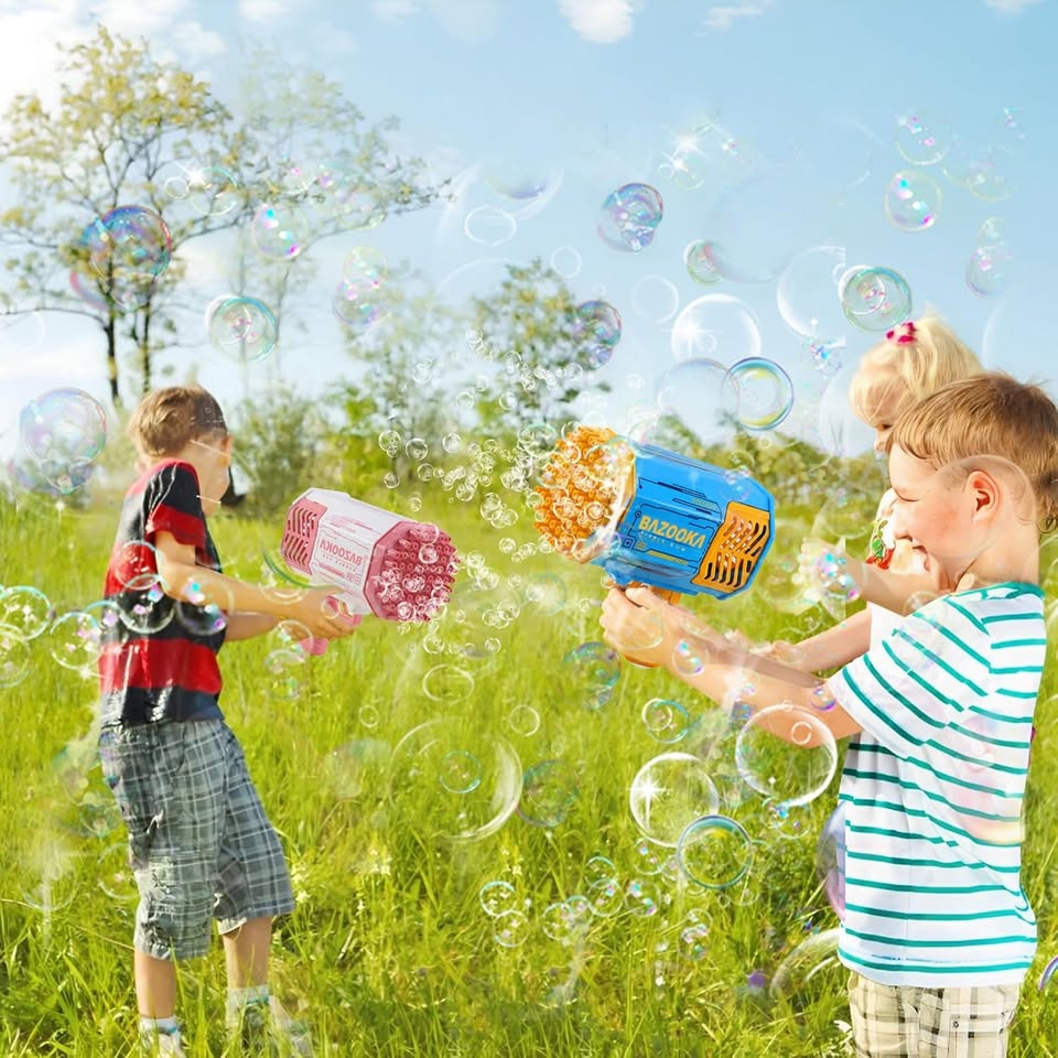 69 Holes Rechargeable Bazooka Colorful Bubble Gun