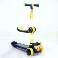 Duck Themed Adjustable Height Kids Scooter With Light & Music - Blue
