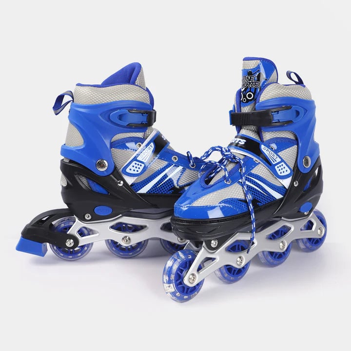 8* Inches Children's Four Wheel Roller Skating Shoes - Blue