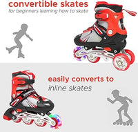8* Inches Children's Four Wheel Roller Skating Shoes - Red