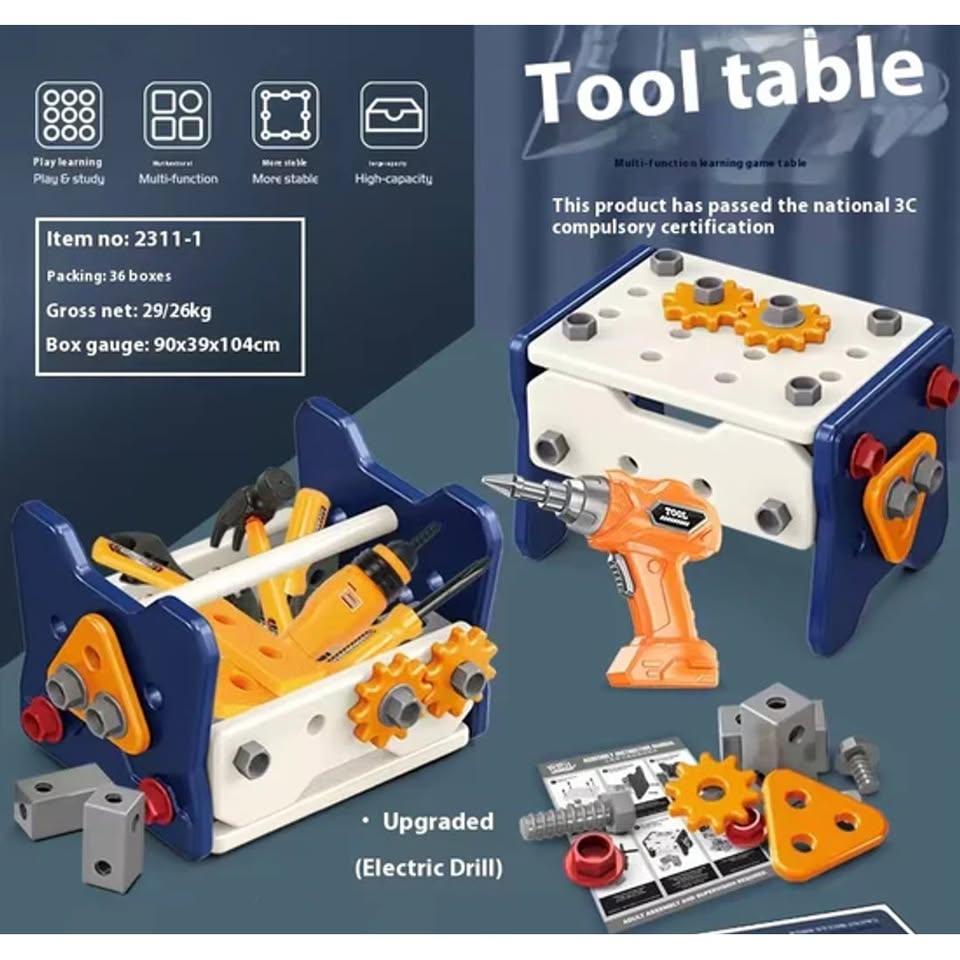 40Pcs Pretend Play Kids Tool Set With Electric Drill