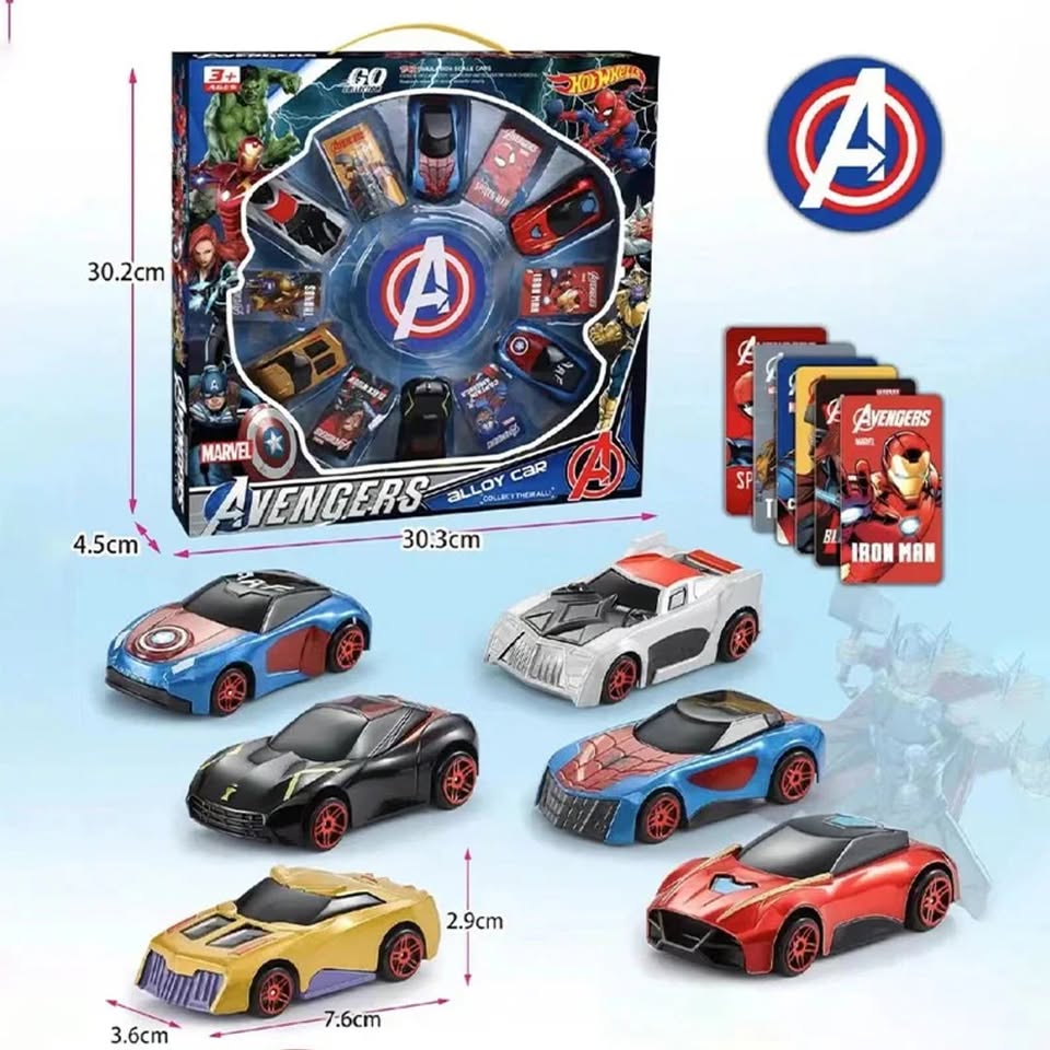 1:42 Alloy Marvel Avengers Cars Set - 6Pcs