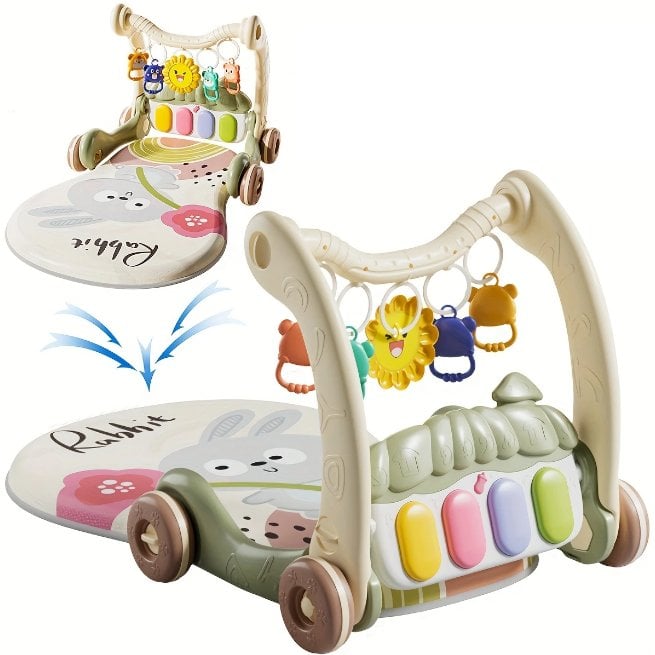 Multi-functional Rabbit Baby Pedal Piano Play Gym - Green