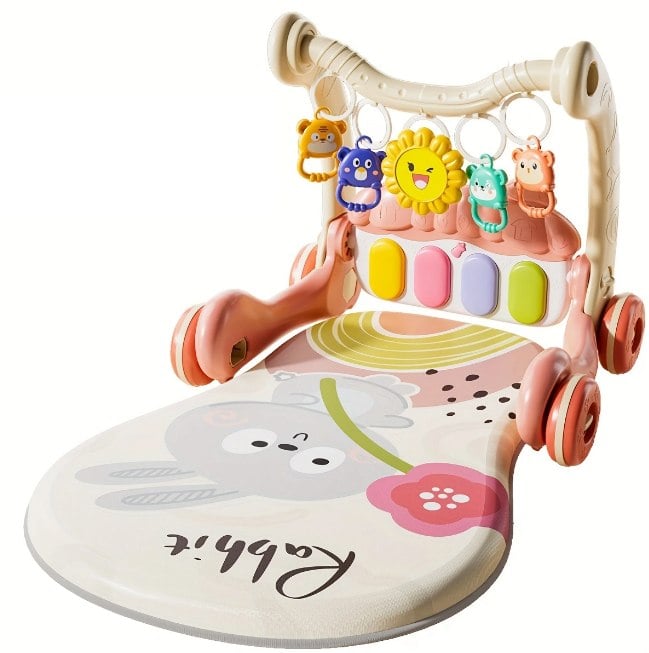 Multi-functional Rabbit Baby Pedal Piano Play Gym - Pink