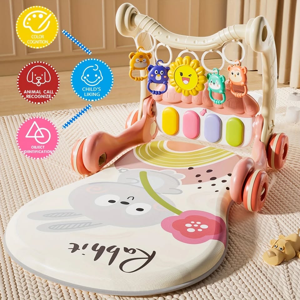 Multi-functional Rabbit Baby Pedal Piano Play Gym - Pink