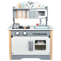 Wooden Pretend Play Kids Kitchen Set - Grey