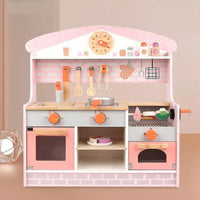 Wooden Pretend Play Kids Kitchen Set - Pink