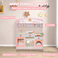 Wooden Pretend Play Kids Kitchen Set - Pink