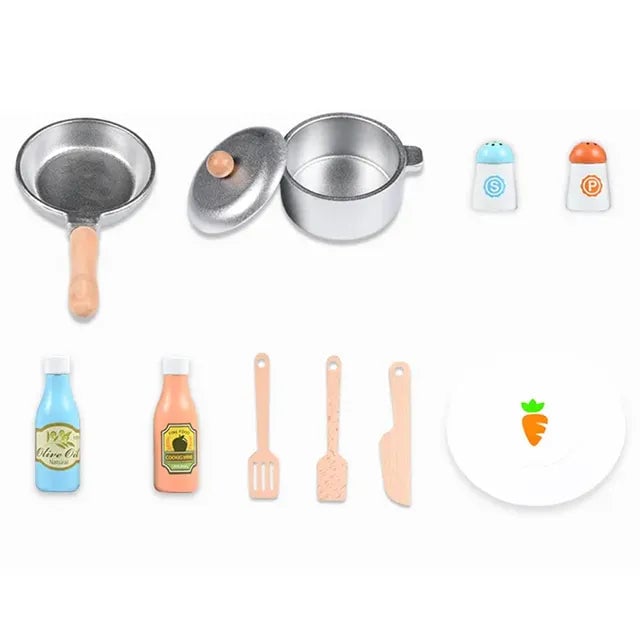 Wooden Pretend Play Kids Kitchen Set - Grey