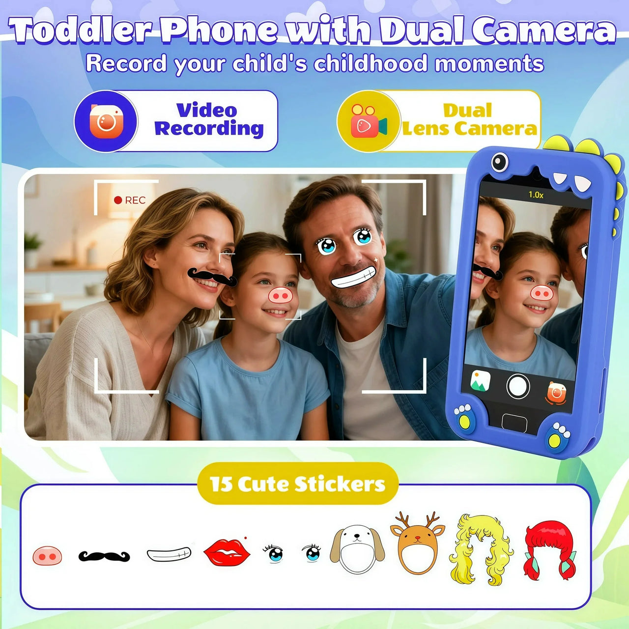 Kids High Quality Dual Camera Digital Touch Phone - Dinosaur