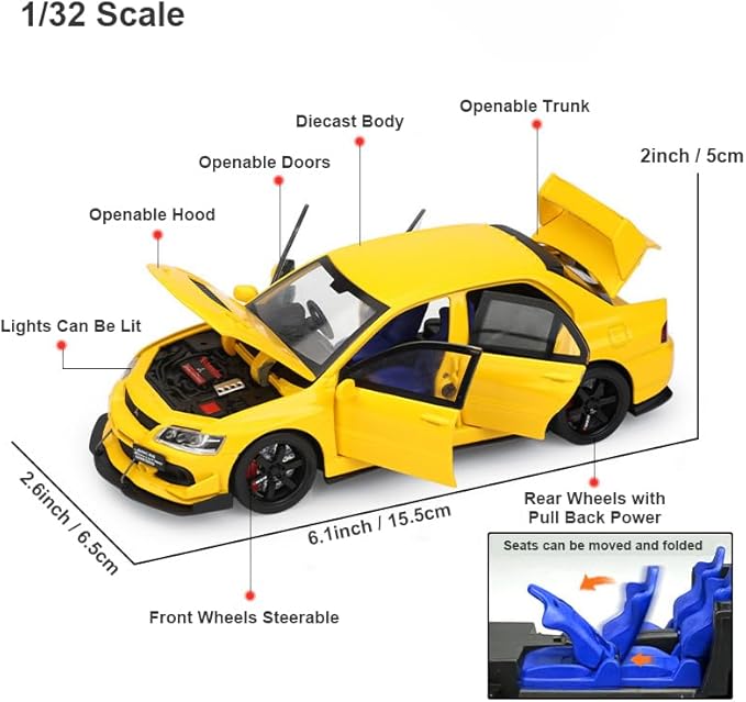 1:32 Diecast Mitsubishi Lancer Evolution Model Car
